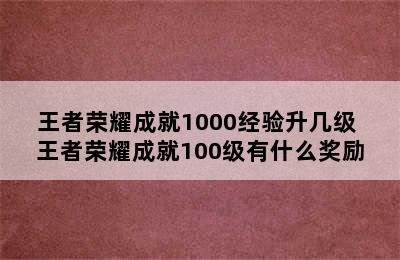 王者荣耀成就1000经验升几级 王者荣耀成就100级有什么奖励